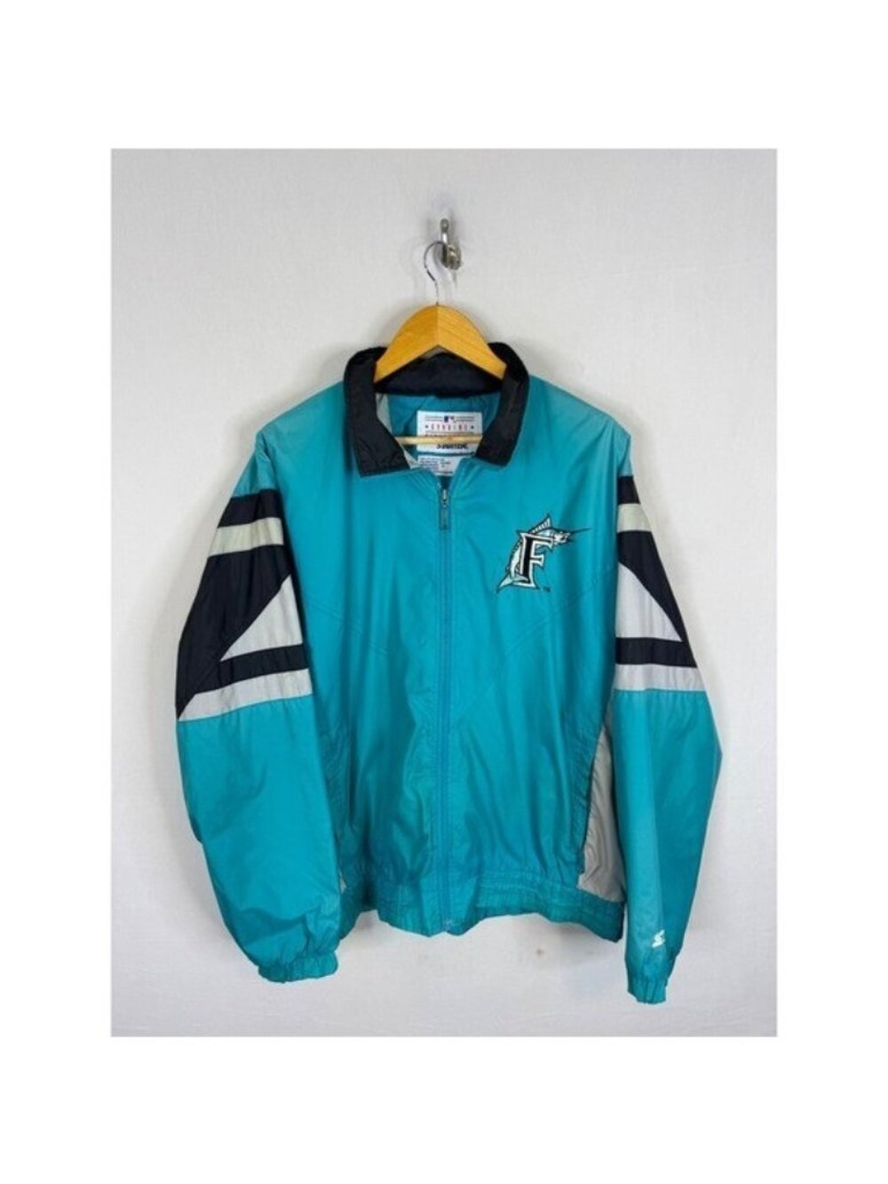 Vintage Florida Marlins Starter Windbreaker Jacket Teal Black MLB Mens M 90s